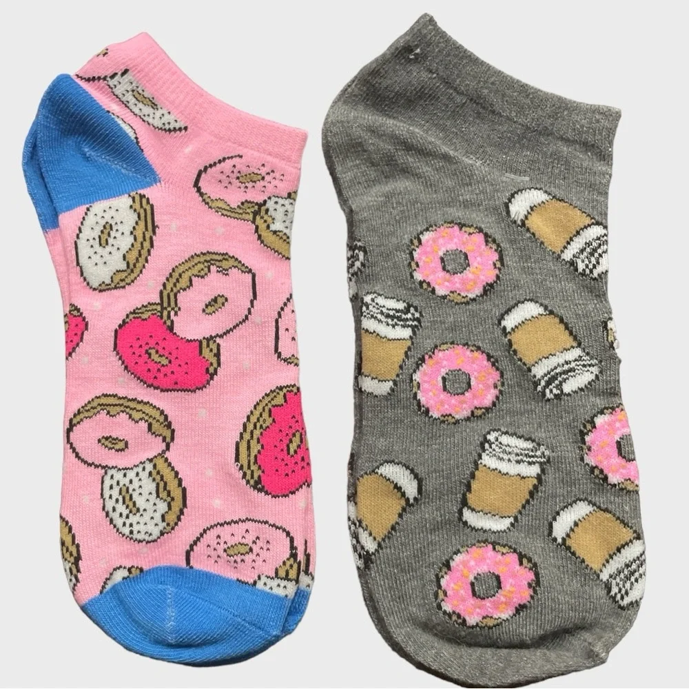 Coffee & Donuts Novelty Women’s theme Casual Ankle Socks size 5-9